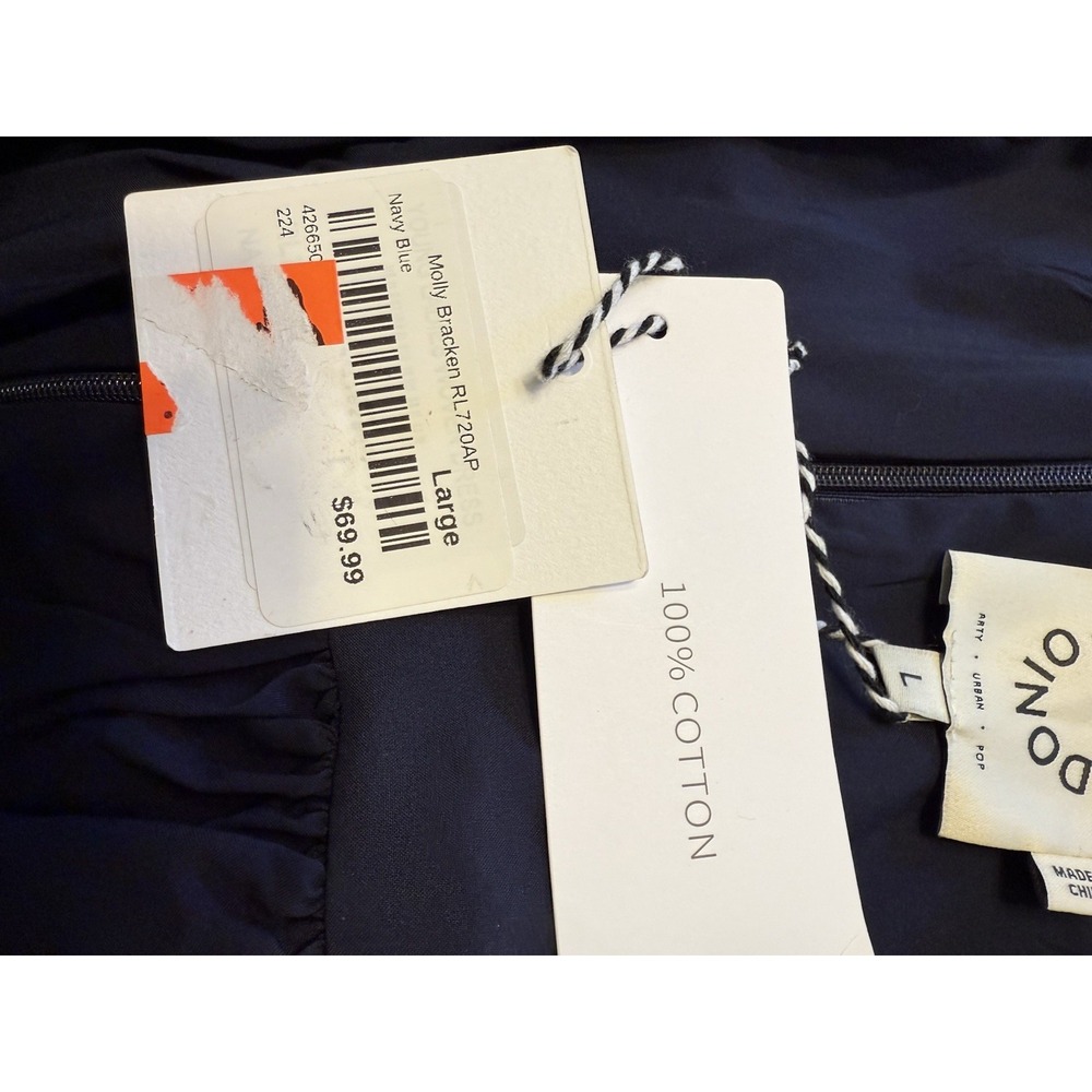 Lili Sidonio X Molly Bracken Dress Navy Mini Cotton Adj Straps Large - Picture 8 of 8
